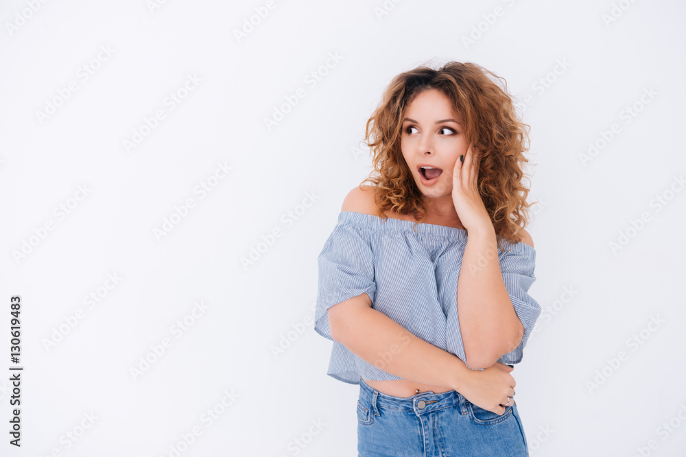 Surprised woman in singlet Surprised woman in singlet