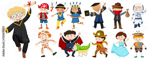 People in different costumes
