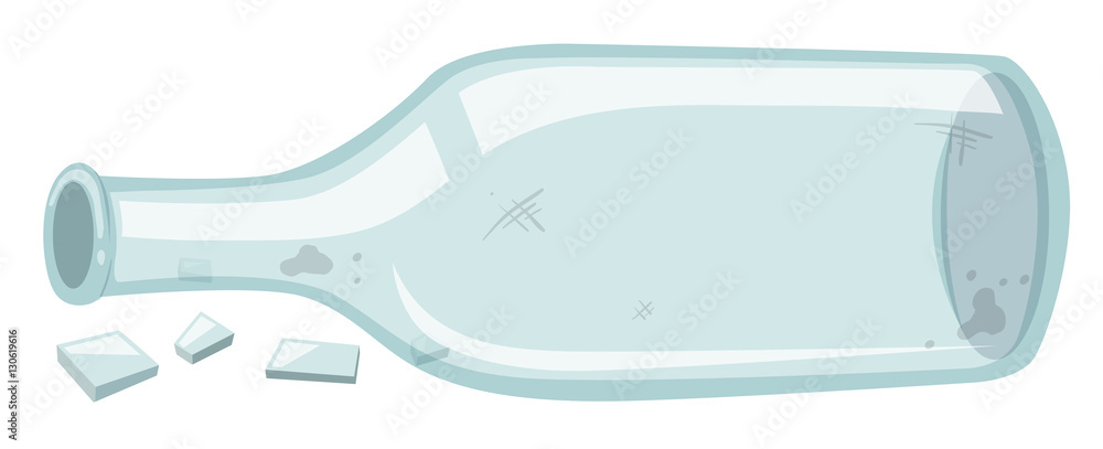 Broket bottle on the ground