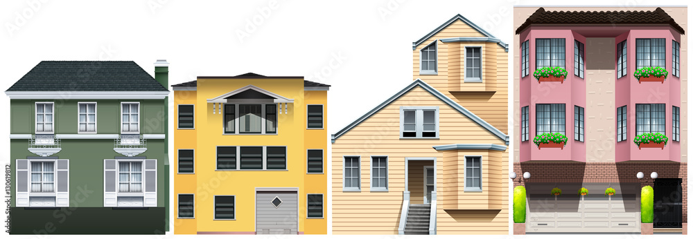 Neighborhood with different styles of houses