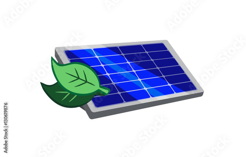 Vector image of a solar panel and leaves