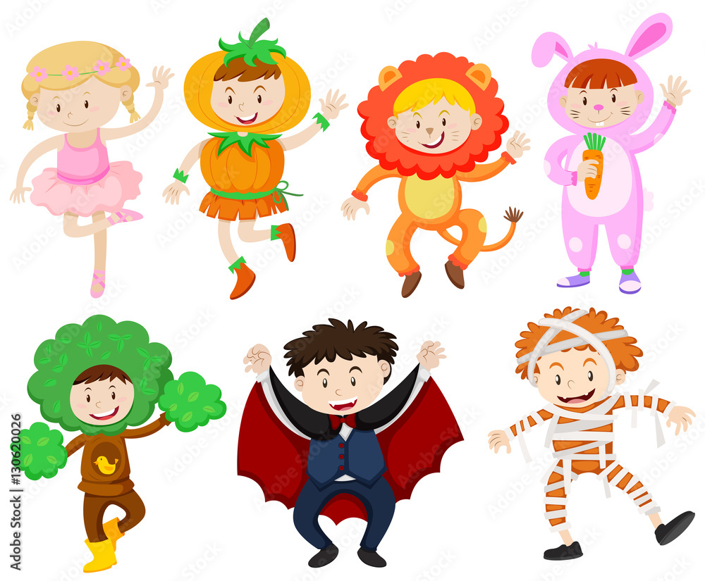 Many children in different costumes