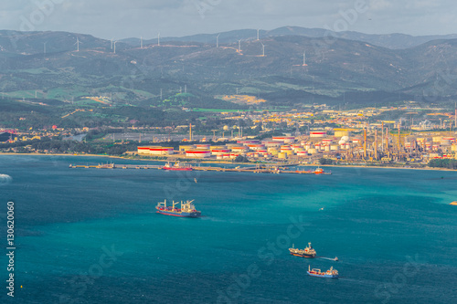 Aerial view of the san roque oil refinery situated near la linea de la concepcion in spain