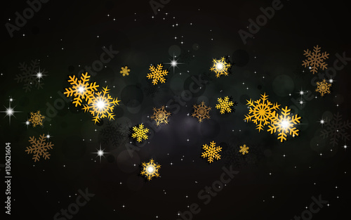 Golden Snowflakes on Dark Background