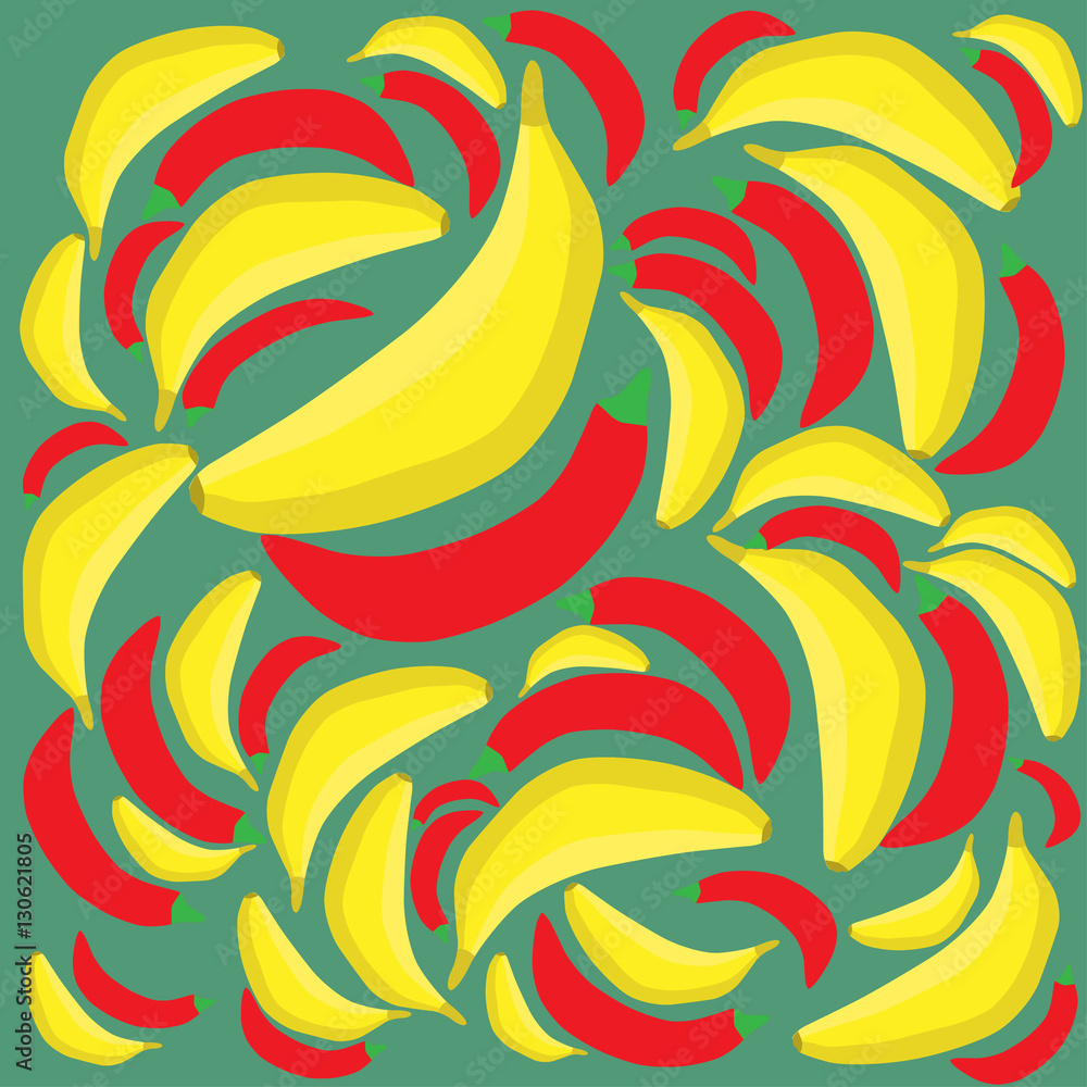 Bananas and peppers texture pattern illustration Bananas and peppers texture pattern illustration