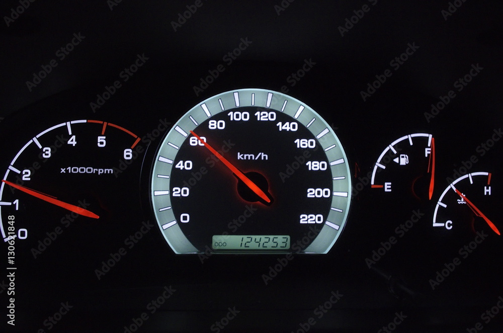 Fototapeta premium Car dashboard at night. 