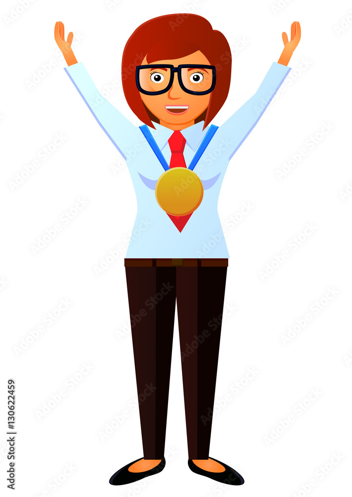Businesswoman with medal vector image Businesswoman with medal vector image