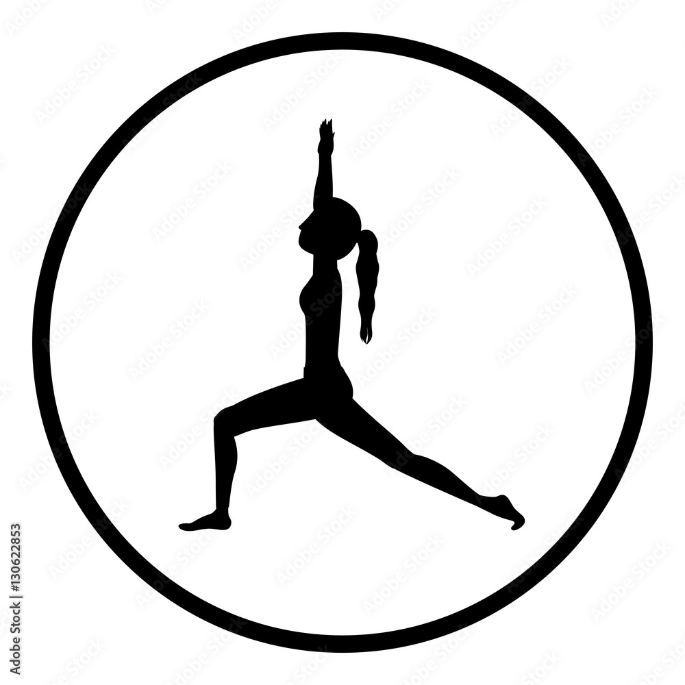 Girl practice stretch icon. Fitness person sport health and balance theme. Isolated design