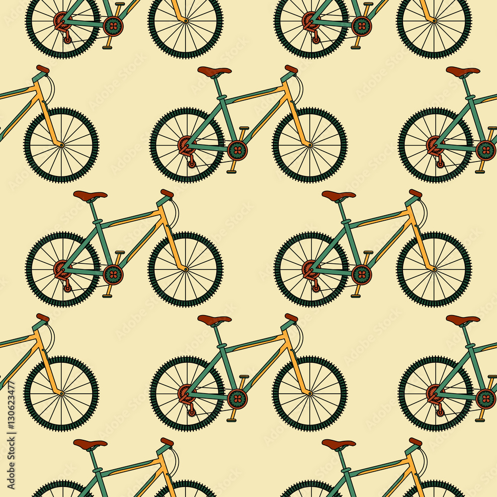Naklejka premium Vector seamless pattern with racing bikes.