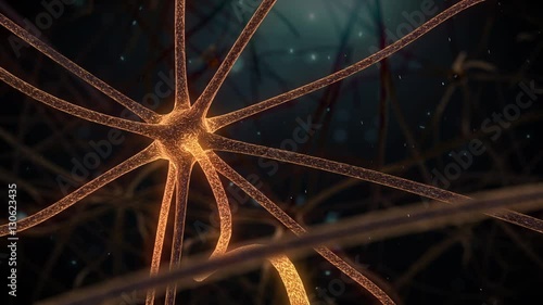 Brain Neuron Network-detail neuron on the right in perspective photo