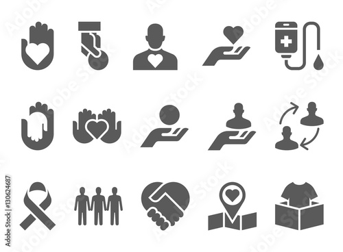 black charity and donation icons