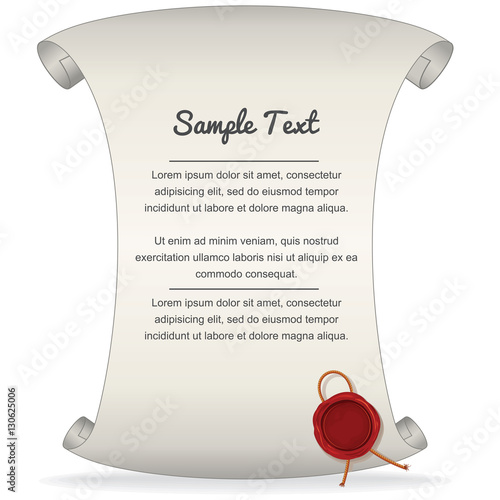 Paper Scroll with Wax Seal. Vector Graphics