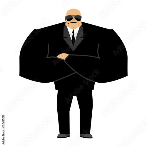 Bodyguard isolated. Security guard face control of nightclub. Bl