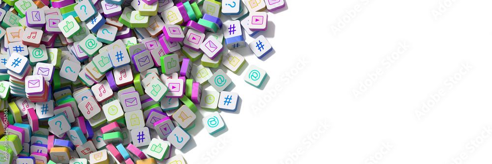 Social media infinite icons 3d rendering Social media infinite icons 3d rendering