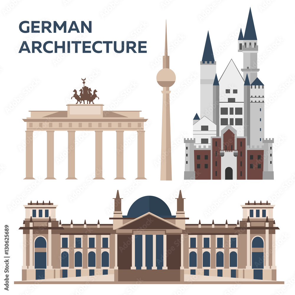 German architecture. Modern flat design. Vector illustration.