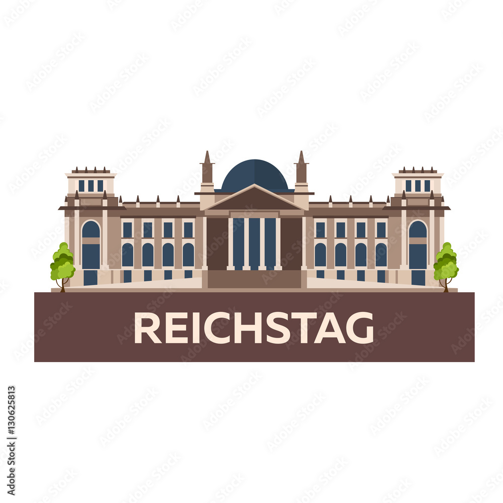 Travel to Germany. Reichstag. Vector flat illustration.