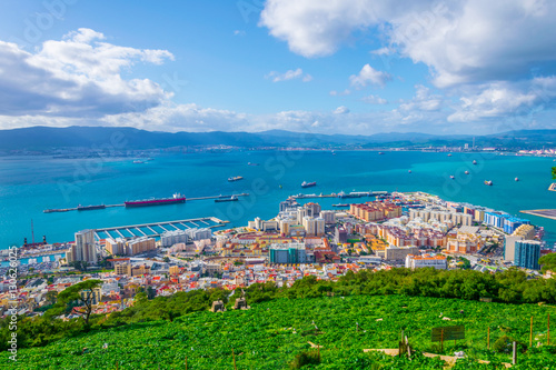 Aerial view of gibraltar taken from top of the upper rock.