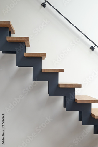 Hardwood stairs in modern living room