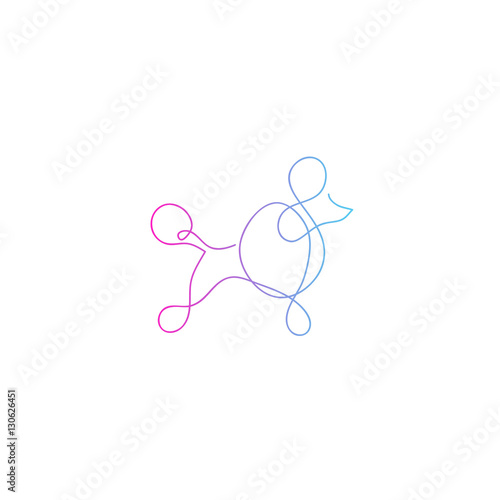 One line dog poodle design silhouette. Hand drawn minimalism style vector illustration
