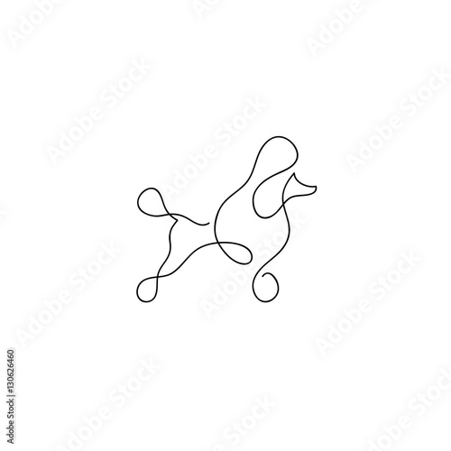 One line dog poodle design silhouette. Hand drawn minimalism style vector illustration