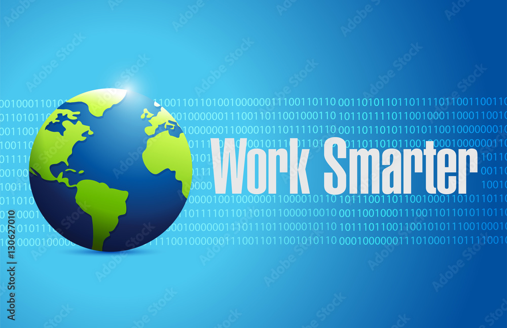 work smarter binary globe sign concept work smarter binary globe sign concept