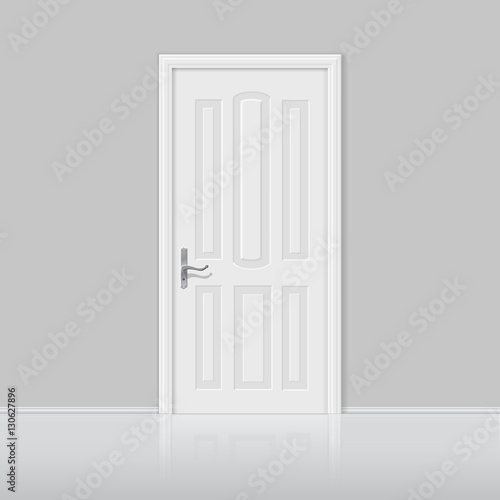 Closed white door with frame isolated on background vector