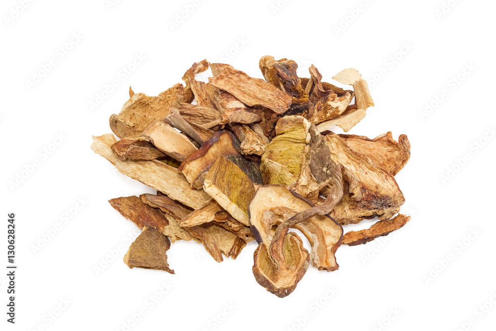 Dried boletus on a light background Dried boletus on a light background