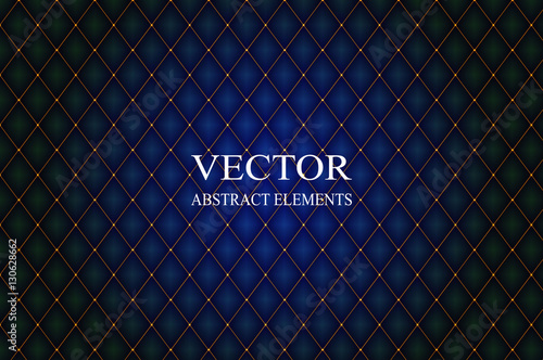 Quilted pattern . Blue. Gold metallic sewing on the textile.