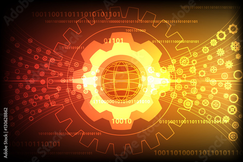 Gear wheel transform on orange background