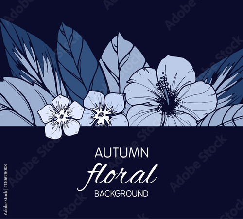 Indigo autumn floral design...