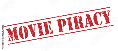 Fotografie movie piracy red stamp on white background