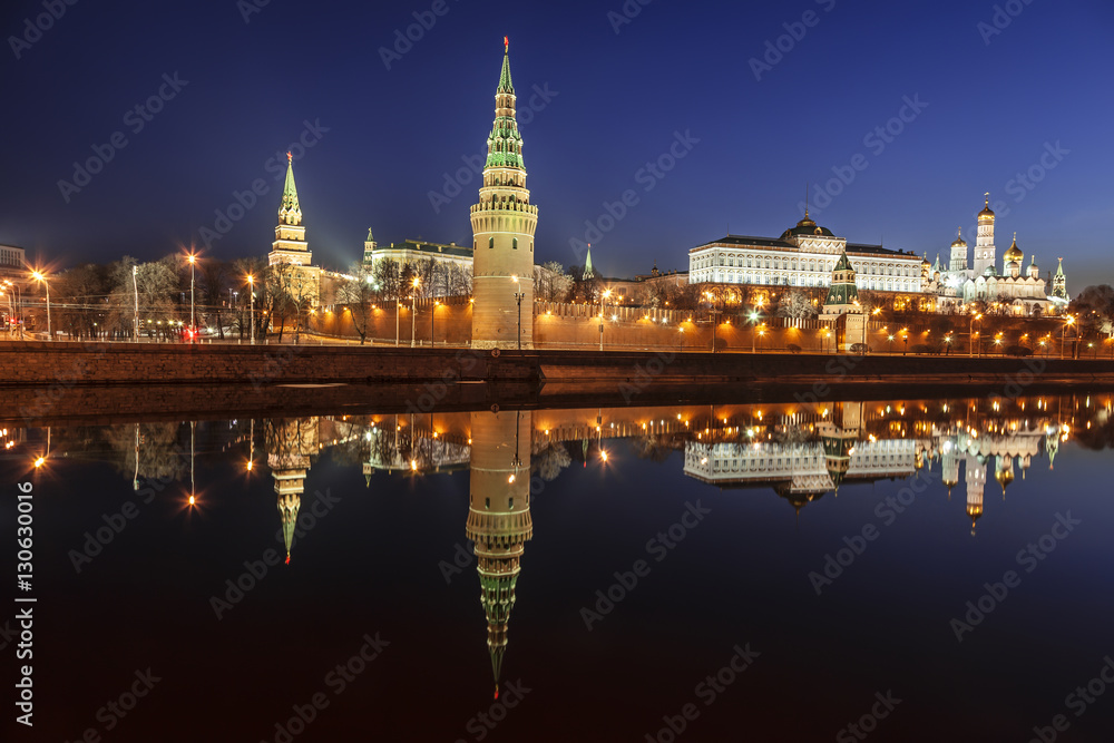 Panorama of the Moscow Kremlin in the early morning, Russia