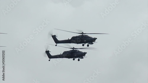 modern Russian military helicopter in flight