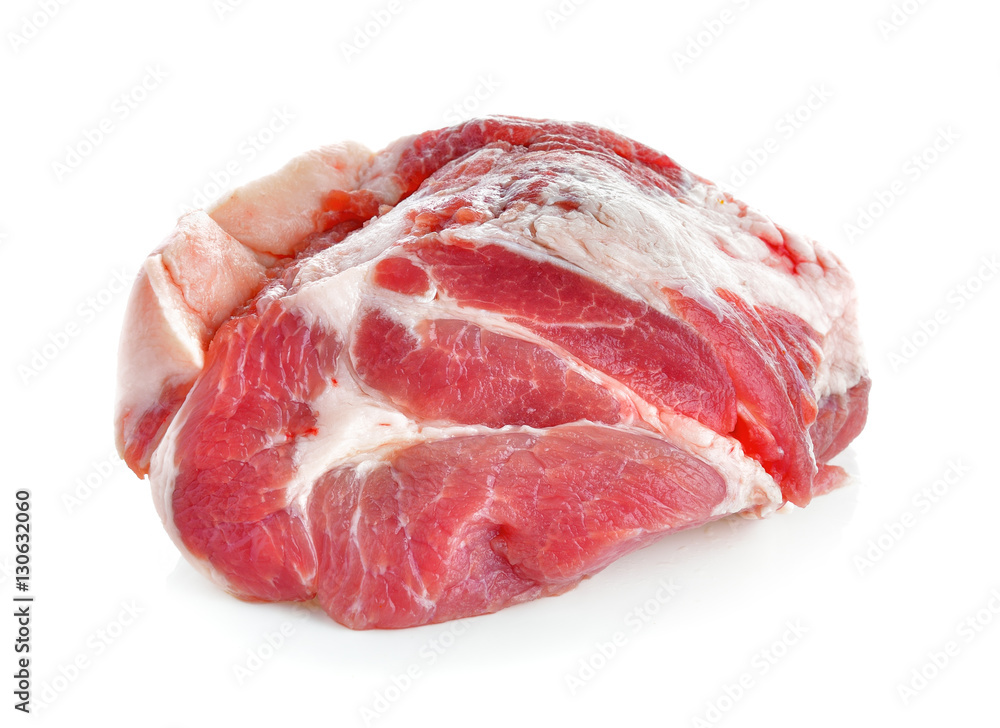 Meat, pork, slices pork on white background Meat, pork, slices pork on white background