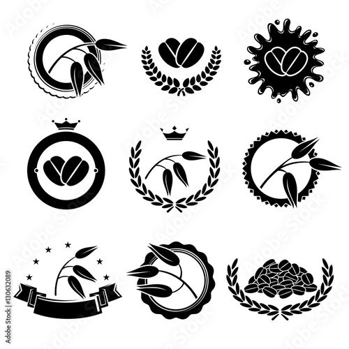 Oats labels and elements set. Vector 

