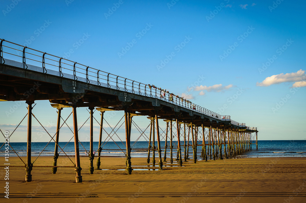 Pier on blue sky background at Saltburn by the Sea