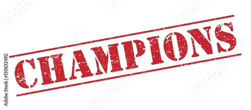Fotografia champions red stamp on white background