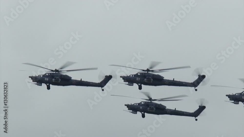 modern Russian military helicopter in flight