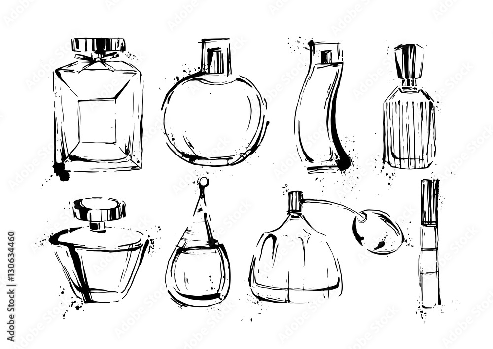 vector drawing perfume bottles - 118857865  Bottle drawing, Perfume bottle  design, Perfume bottles