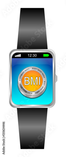 Smartwatch with BMI - Body Mass Index Button - 3D illustration