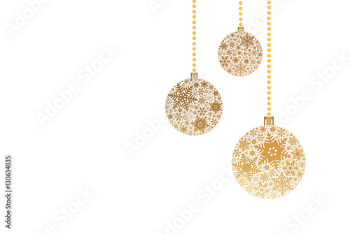 Christmas background with Christmas balls with snowflake ornament