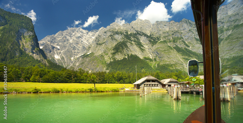 View to the Watzman groupe from the lake of Königsee, Berchtesgaden National Park, Germany