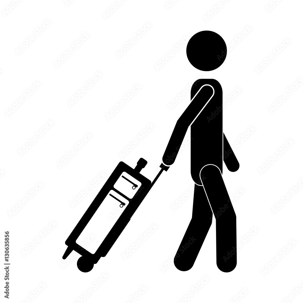 Passenger and baggage icon. Airport travel trip and tourism theme. Isolated design. Vector illustration