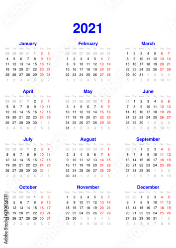 English calendar