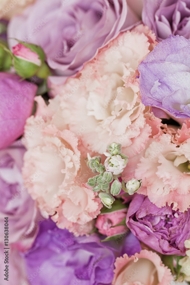 Fototapeta Bukiet ślubny, różowa piwonia, orchidea i David Austin Rose