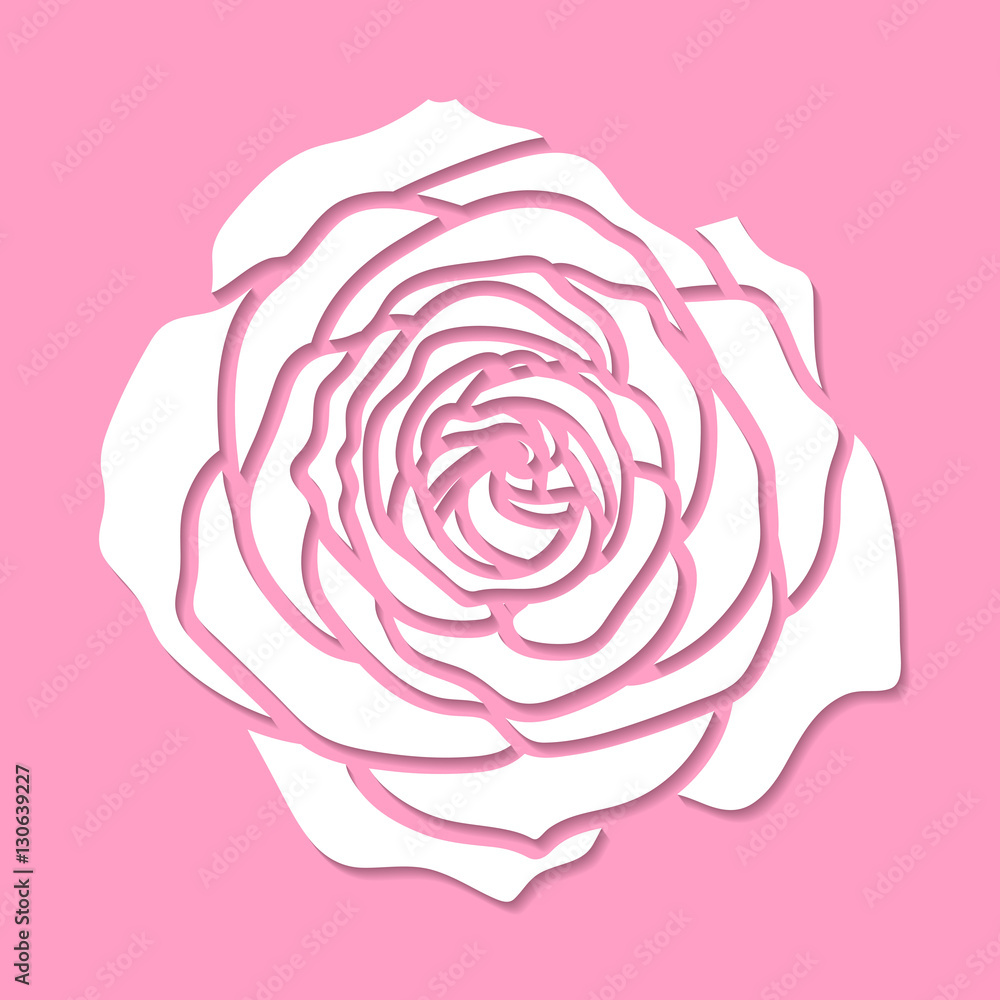 Vector beautiful cutout paper rose flower floral icon Stock Vector | Adobe  Stock