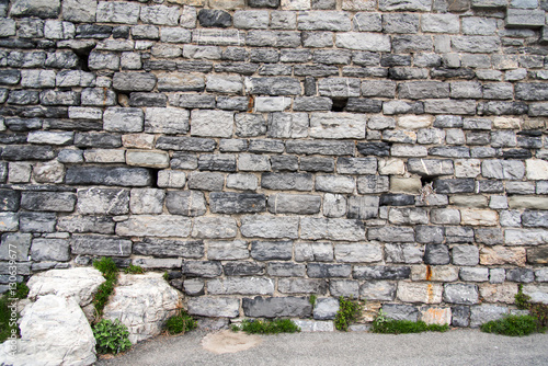Old stone wall staircase from ancient castle in Portovenere