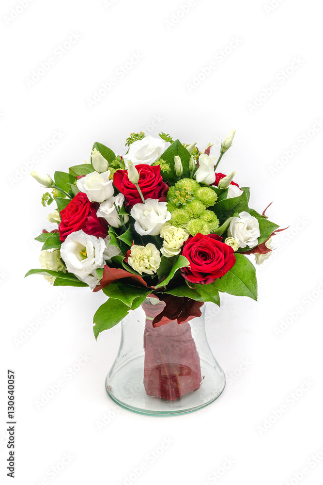 Bouquet of red roses isolated on white