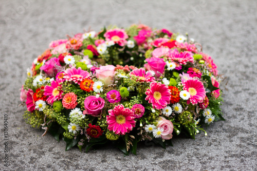 Colorful flower arrangement wreath for funerals