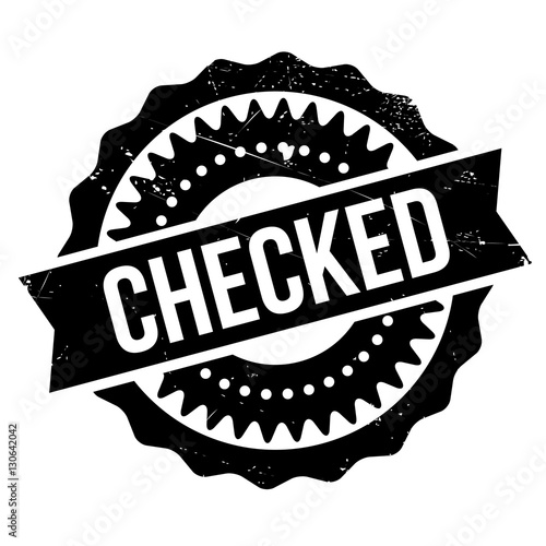 Checked stamp. Grunge design with dust scratches. Effects can be easily removed for a clean, crisp look. Color is easily changed. rubber grunge